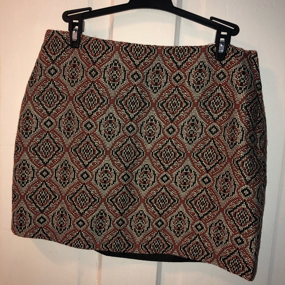 H&M tribal black & orange mini skirt size 8
